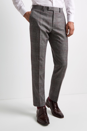 red and black check trousers