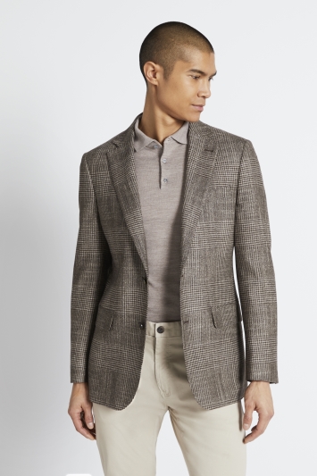 Tailored Fit Brown Check Jacket