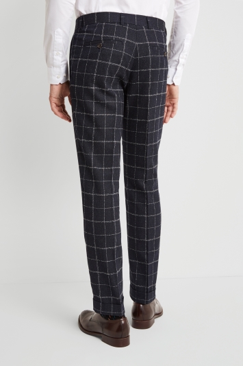 Moss London Skinny Fit Ink White Check Pleated Trousers