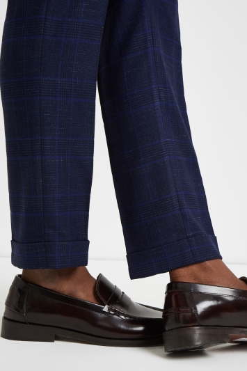 moss london cropped slim trousers in bold check