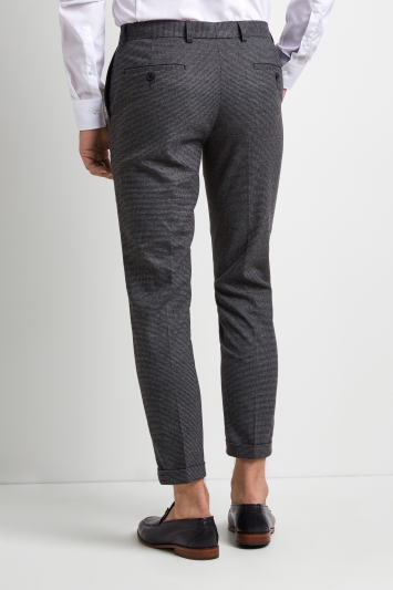 Moss London Skinny Fit Puppytooth Brushed Cropped Trousers with Stretch 