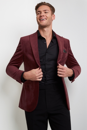 moss bros red velvet jacket