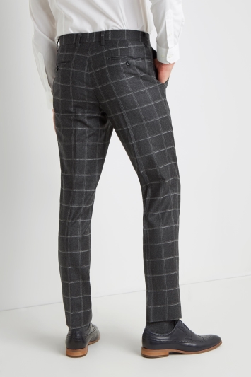 Moss 1851 Tailored Fit Grey Windowpane Trousers