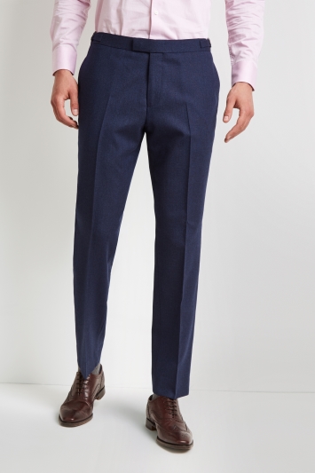 Hardy Amies Tailored Fit Blue Hopsack Trouser