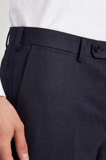 Ermenegildo Zegna Cloth Tailored Fit Navy Micro Check Trousers