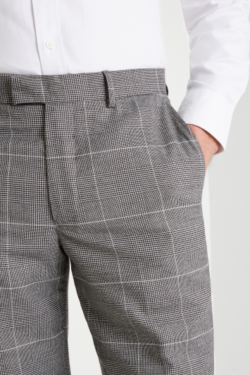 Moss 1851 Tailored Fit Black and White Check Trousers