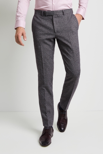 Moss London Skinny Fit Charcoal Puppytooth Trousers