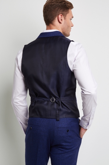 Moss London Premium Skinny Fit Bright Blue Boucle Texture Waistcoat