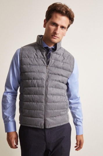 Moss 1851 Tailored Fit Light Grey Brushed Gilet