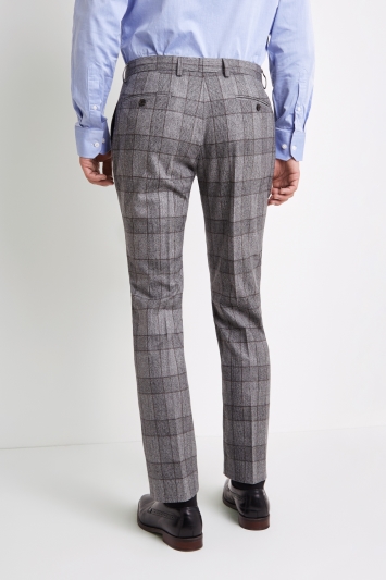 Tailored Fit Grey Bold Check Trousers
