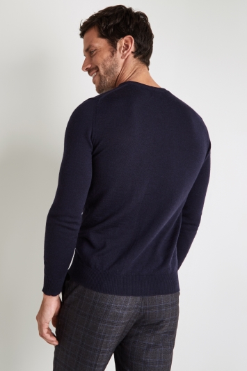 navy merino wool zip neck jumper