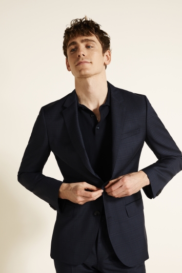 Slim Fit Navy Shadow Check Suit