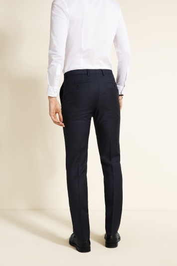 Slim Fit Navy Shadow Check Trouser