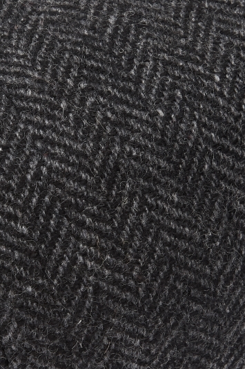 Charcoal Herringbone Wool Baker Boy