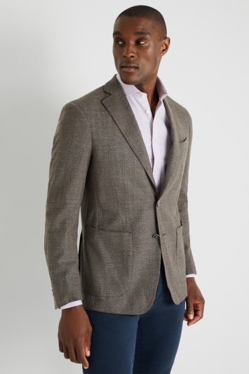 Savoy Taylors Guild Tailored Fit Brown Textured Design Jacket