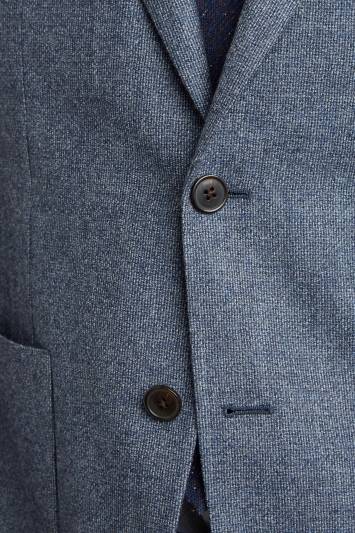 Savoy Taylors Guild Tailored Fit Blue Brushed Semi Plain Jacket