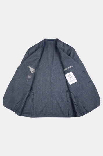 Savoy Taylors Guild Tailored Fit Blue Brushed Semi Plain Jacket