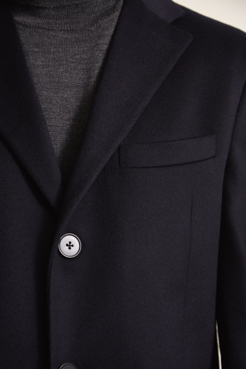 Savoy Taylors Guild Tailored Fit Navy Cashmere Coat