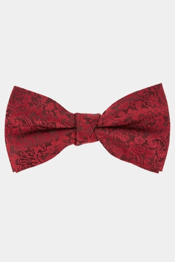 Wine Floral Bow Tie