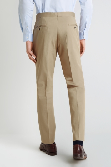Savoy Taylors Guild Tailored Fit Beige Cotton Trousers