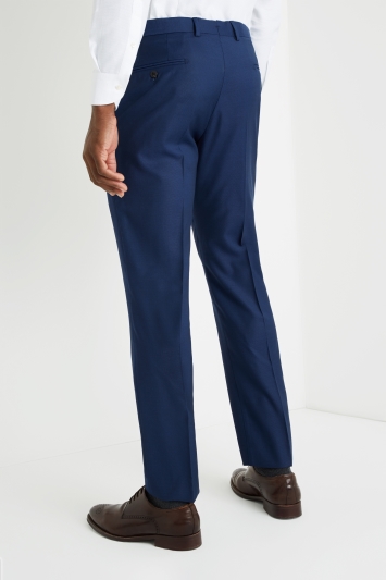 Savoy Taylors Guild Tailored Fit Blue Semi Plain Trousers