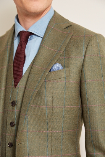 Moss 1851 Tailored Fit Green Multi Check Jacket