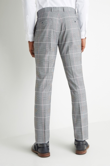 Moss London Slim Fit Pink White Check Trousers