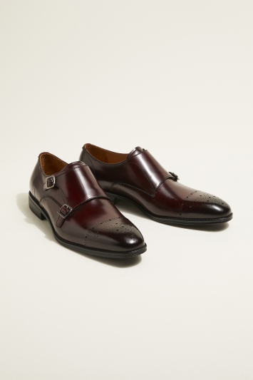burgundy monk shoes