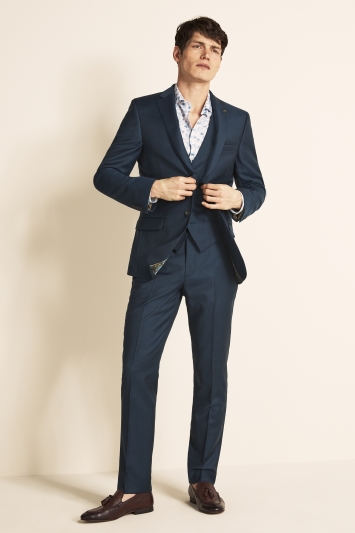 Tailored Fit Navy Semi Plain Suit