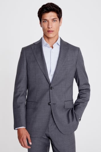 Tailored Fit Grey Twill Suit Jacket