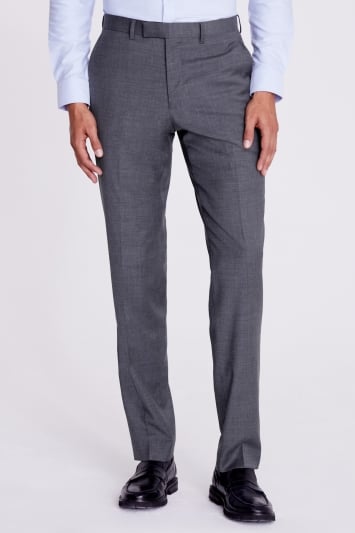 Tailored Fit Grey Twill Trousers