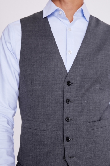 Tailored Fit Grey Twill Waistcoat
