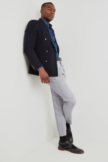 Slim Fit Navy Double Breasted Jacket