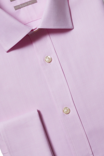 Savoy Taylors Guild Regular Fit Pink Single Cuff Herringbone Shirt