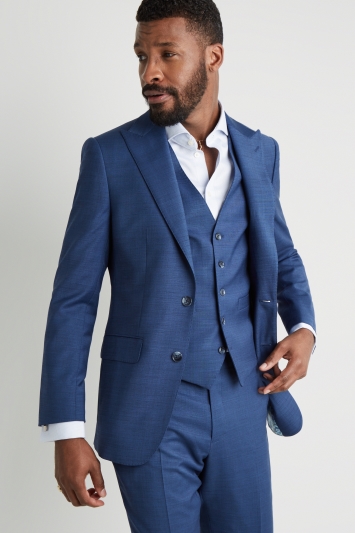 Moss 1851 Tailored Fit Blue Sharkskin Jacket