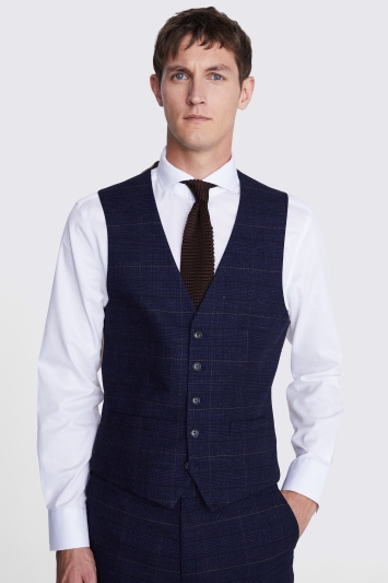 Tailored Fit Navy Black Check Jacket