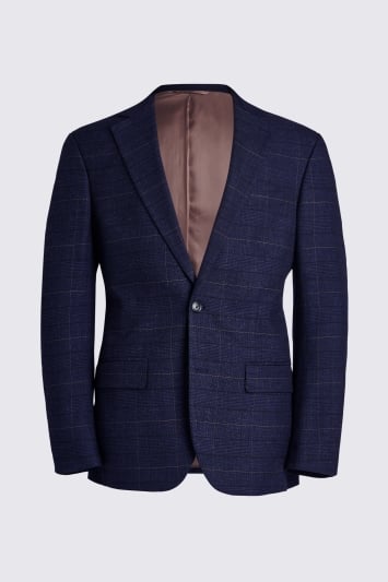 Tailored Fit Navy Black Check Suit