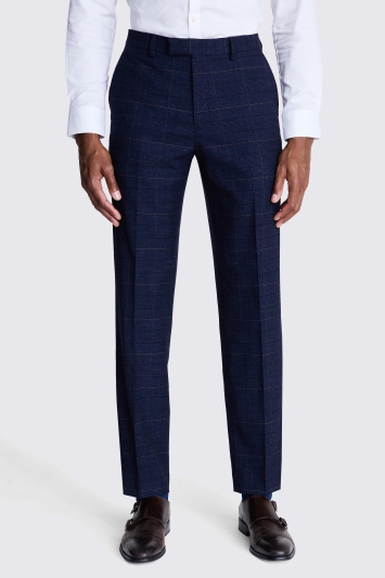 Tailored Fit Navy Black Check Trouser