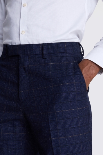 Tailored Fit Navy Black Check Trouser