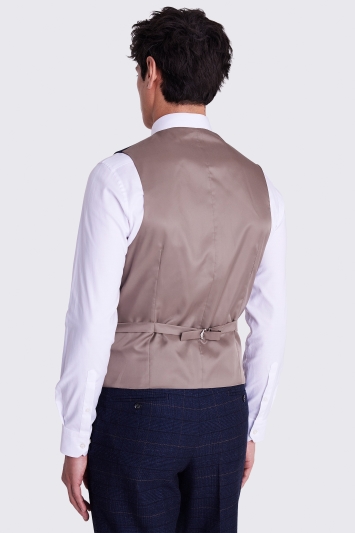 Tailored Fit Navy Black Check Waistcoat