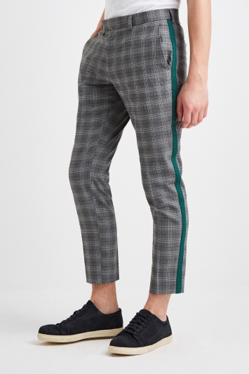 check slim cropped trousers