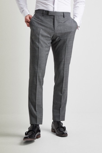 Vitale Barberis Canonico Tailored Fit Grey Twisted Puppytooth Trousers