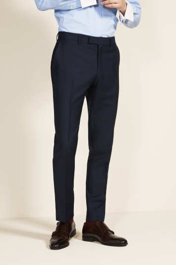Barberis Tailored Fit Navy Check Trousers