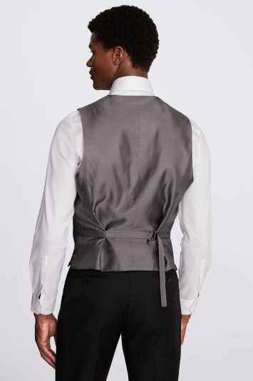 Tailored Fit Black Twill Waistcoat