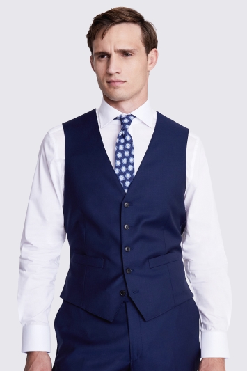 Italian Tailored Fit Navy Twill Waistcoat