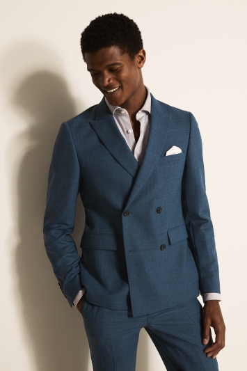 dkny slim fit summer blue texture suit