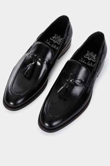 John White Nile Black Tassel Loafer Shoe