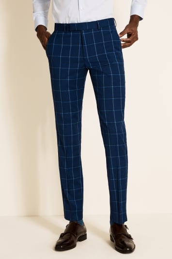 blue checkered suit pants