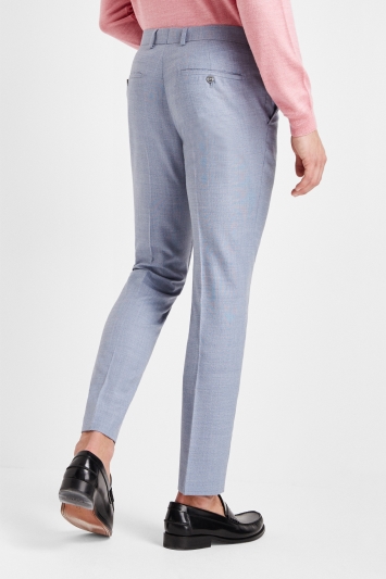 Moss London Premium Slim Fit Soft Blue Texture Trousers