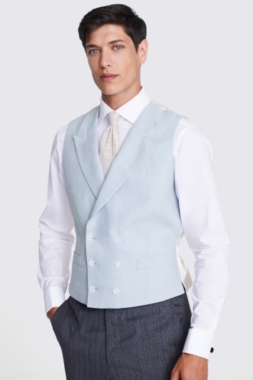 HSLS Mens Slim Fit Double Breasted Suit Vest Sleeveless Business Dress Waistcoat